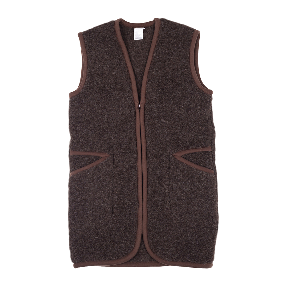 Extra Long Wool Vest Dark Brown