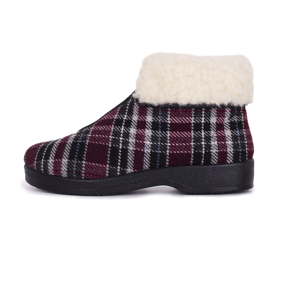 Women's Olga Zip-up Slipper Boots with Wool Lining Plaid