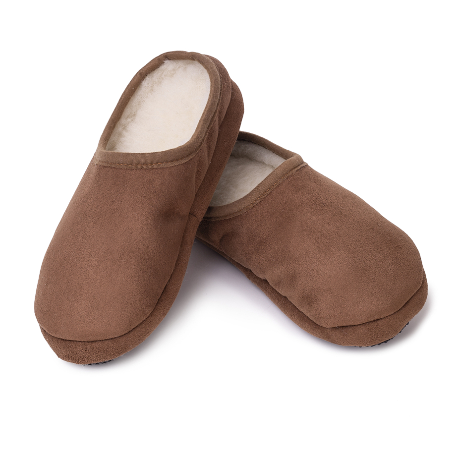 Suede Slippers with Wool Lining
