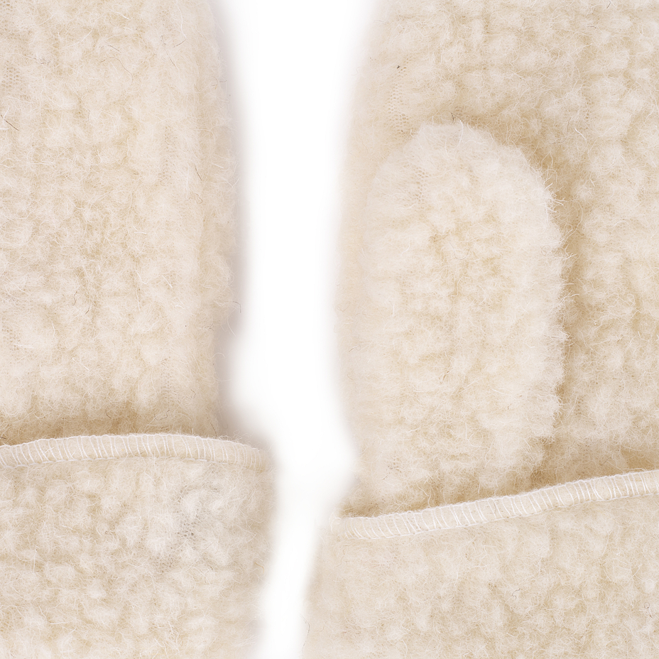 Kids’ Wool Mittens with String Natural