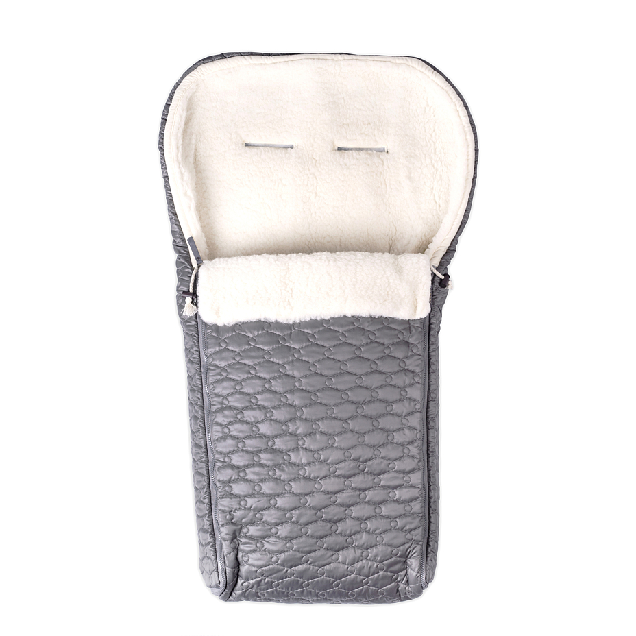 Baby footmuff with Merino wool grey