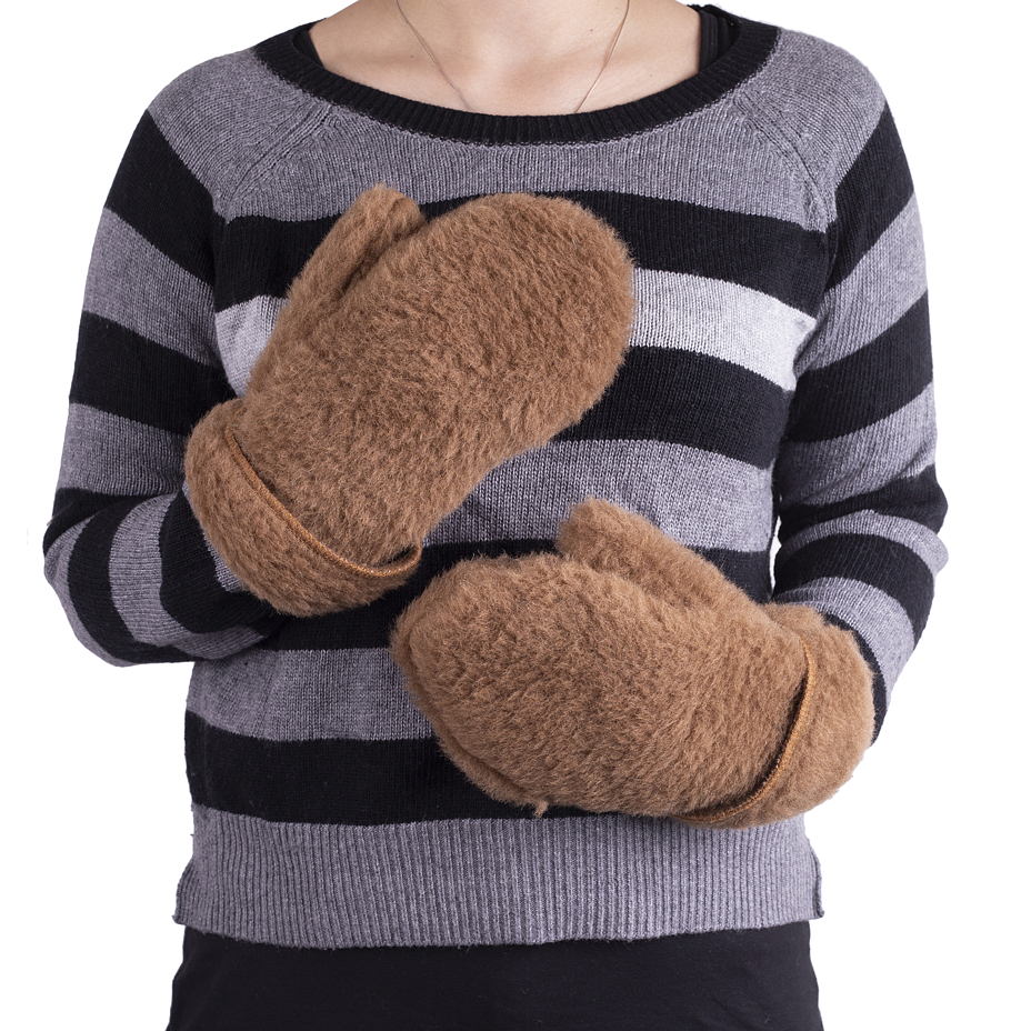 Wool Mittens Brown