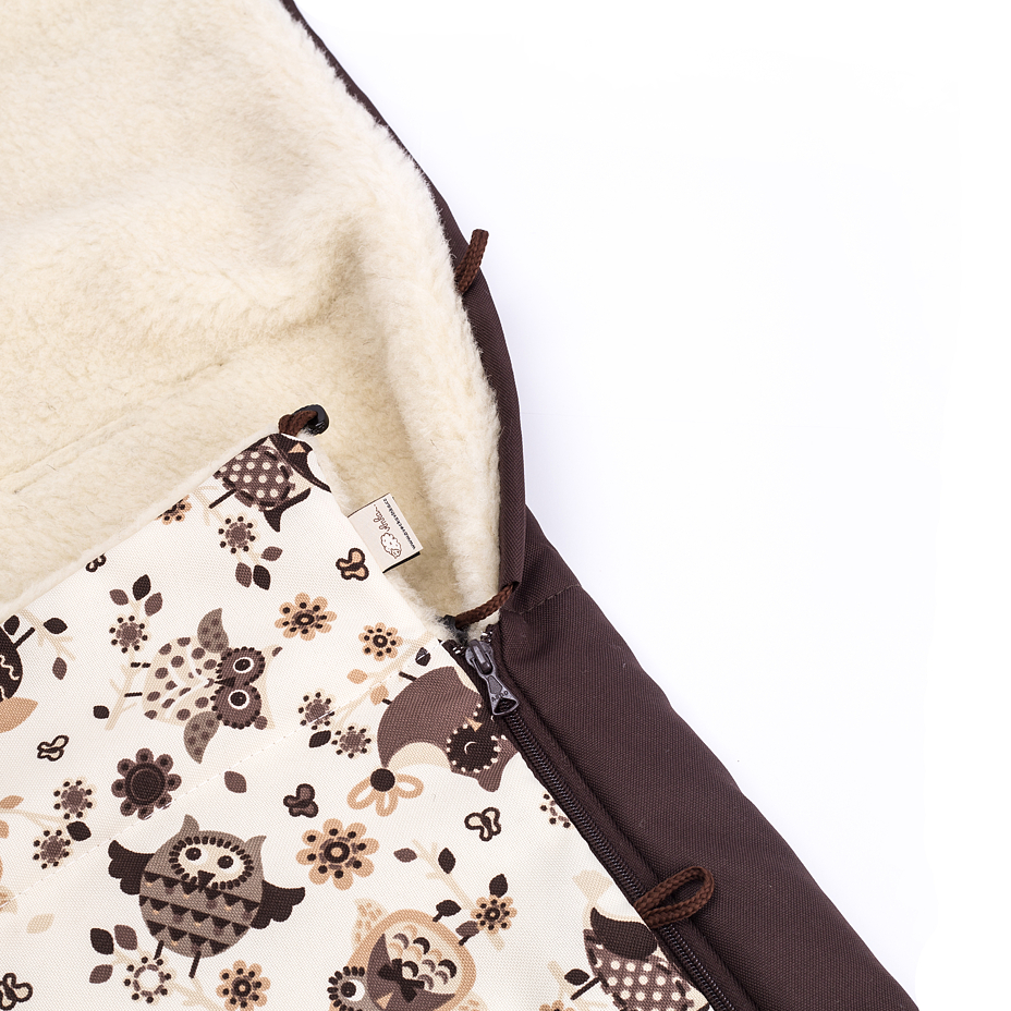 Footmuff with Wool Lining Owls