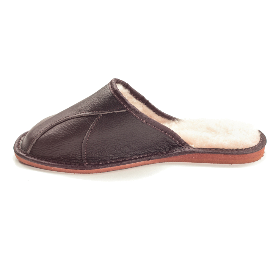 Men's Josef Leather Slippers with Wool Lining