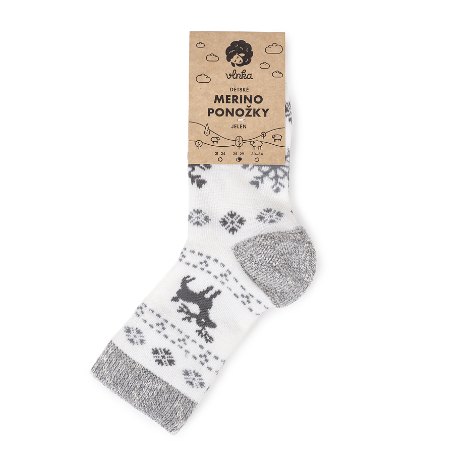 Kids’ Merino Wool Socks Grey Deer