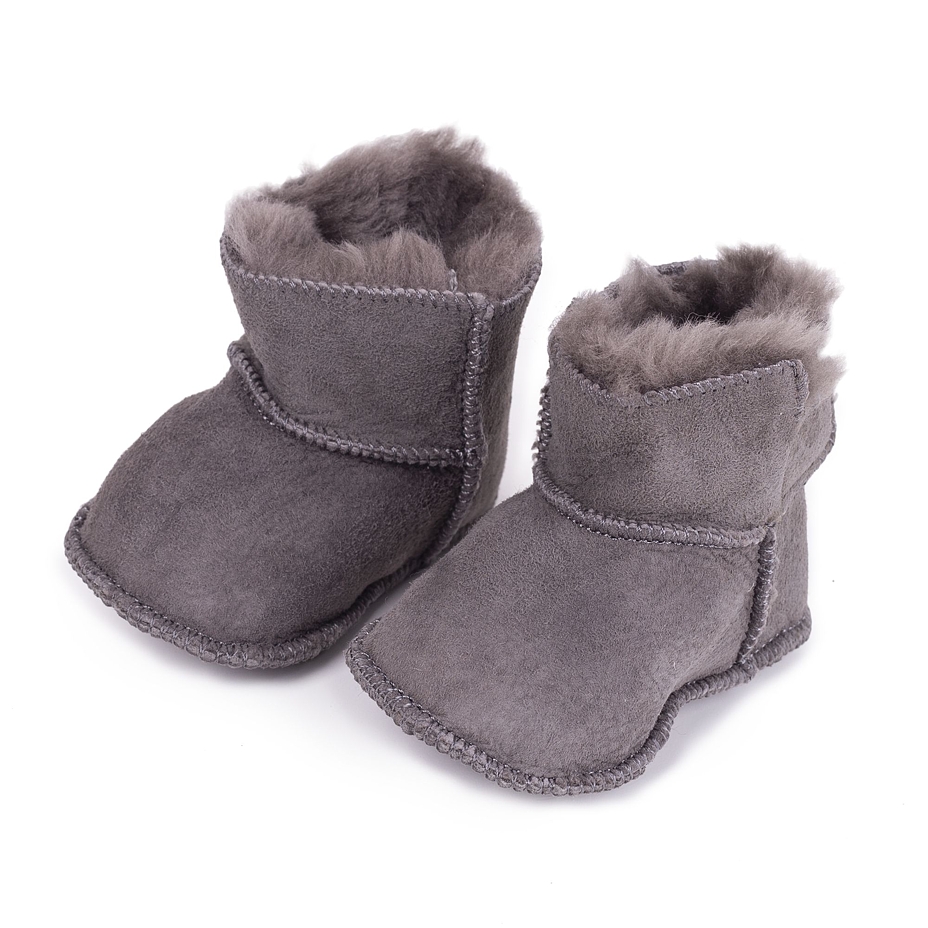 Baby Booties with Lamb's Wool Lining Grey