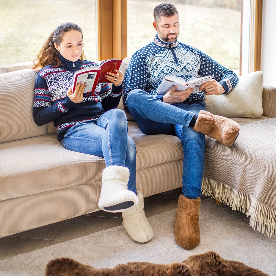 Wool TV Slipper Boots Brown