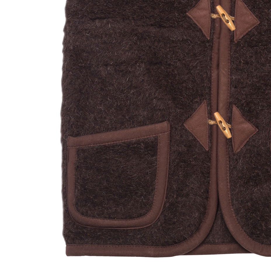 Wool Toggle Tie Vest Dark Brown