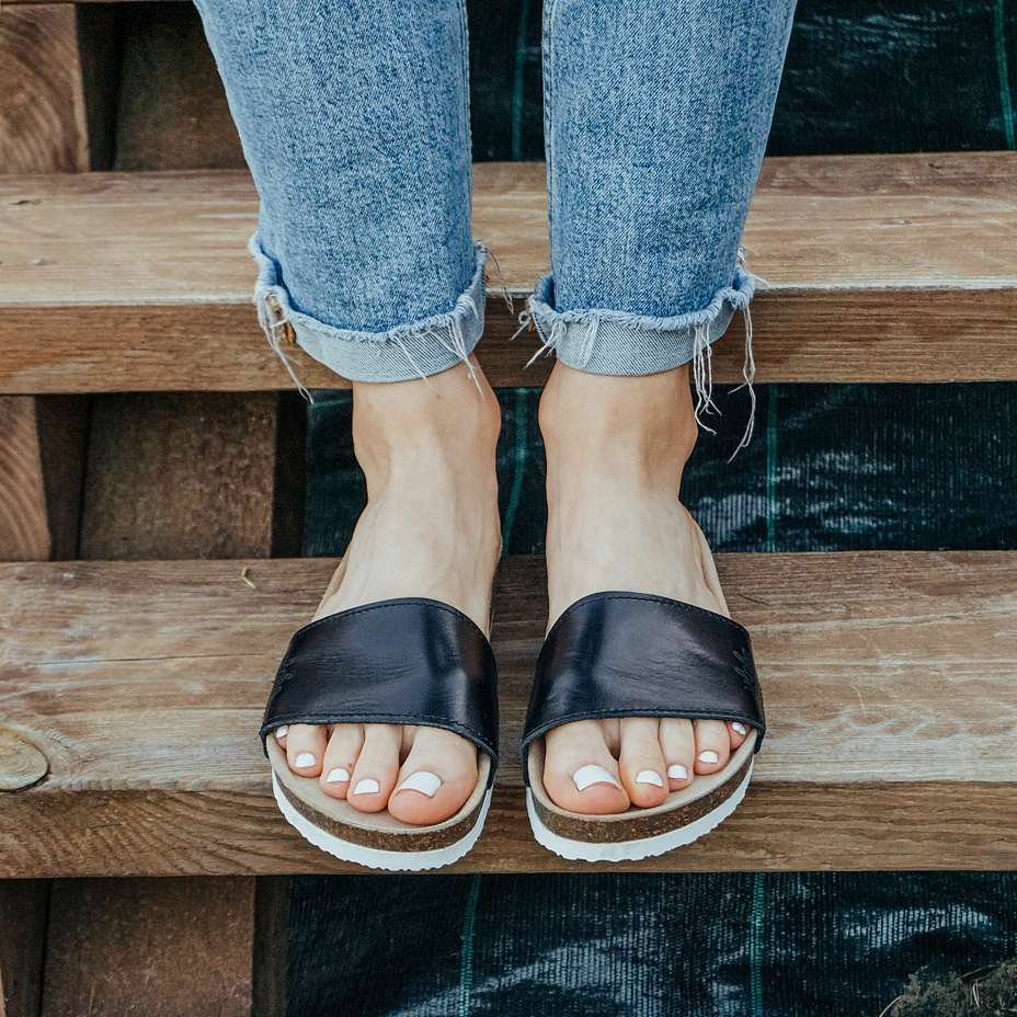 Women's Trepky Orthopaedic Cork Sliders Black