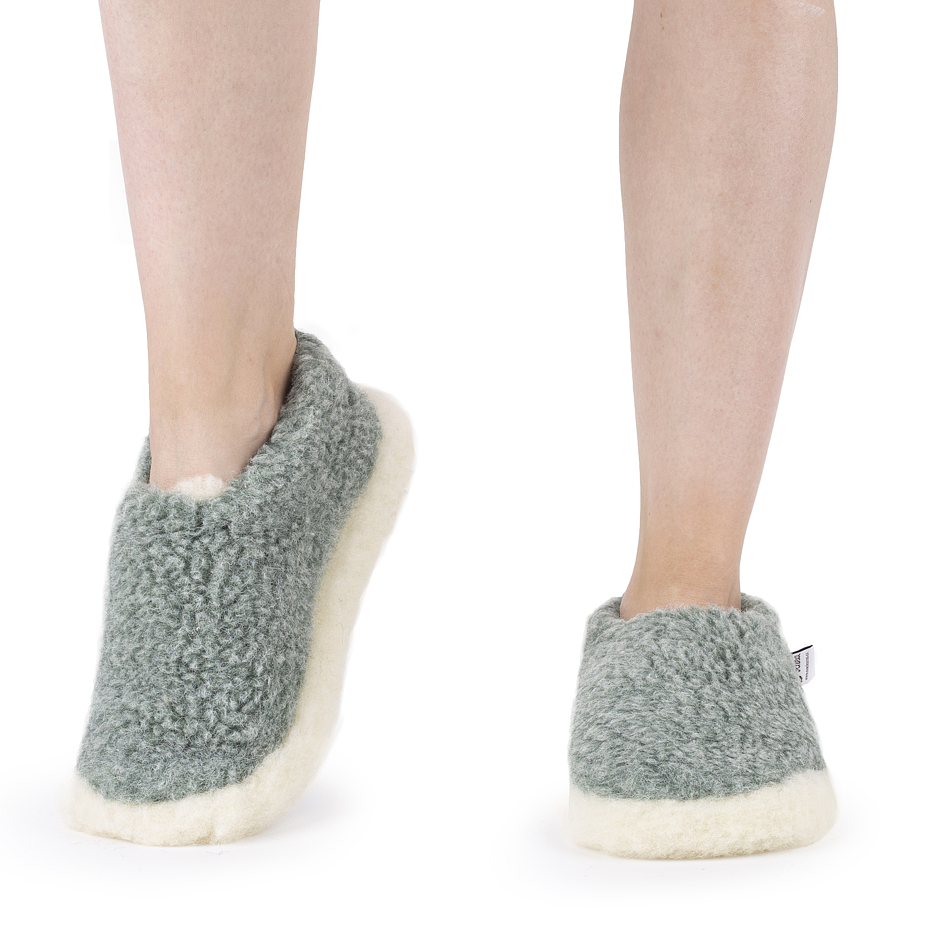 Wool ankle slipper boots Green