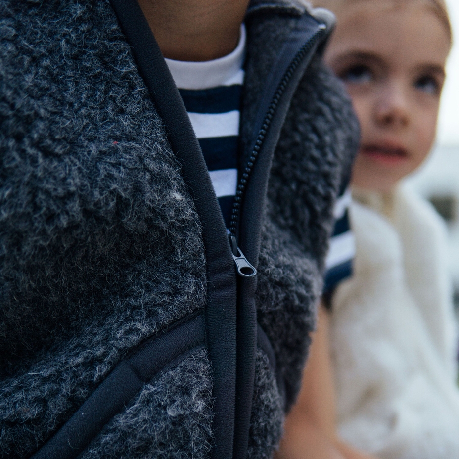 Kids’ Wool Hooded Vest Dark Grey