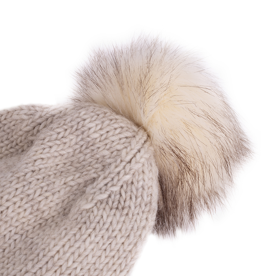 Vlnka Kids’ Wool Hat with Earflaps V19 Beige