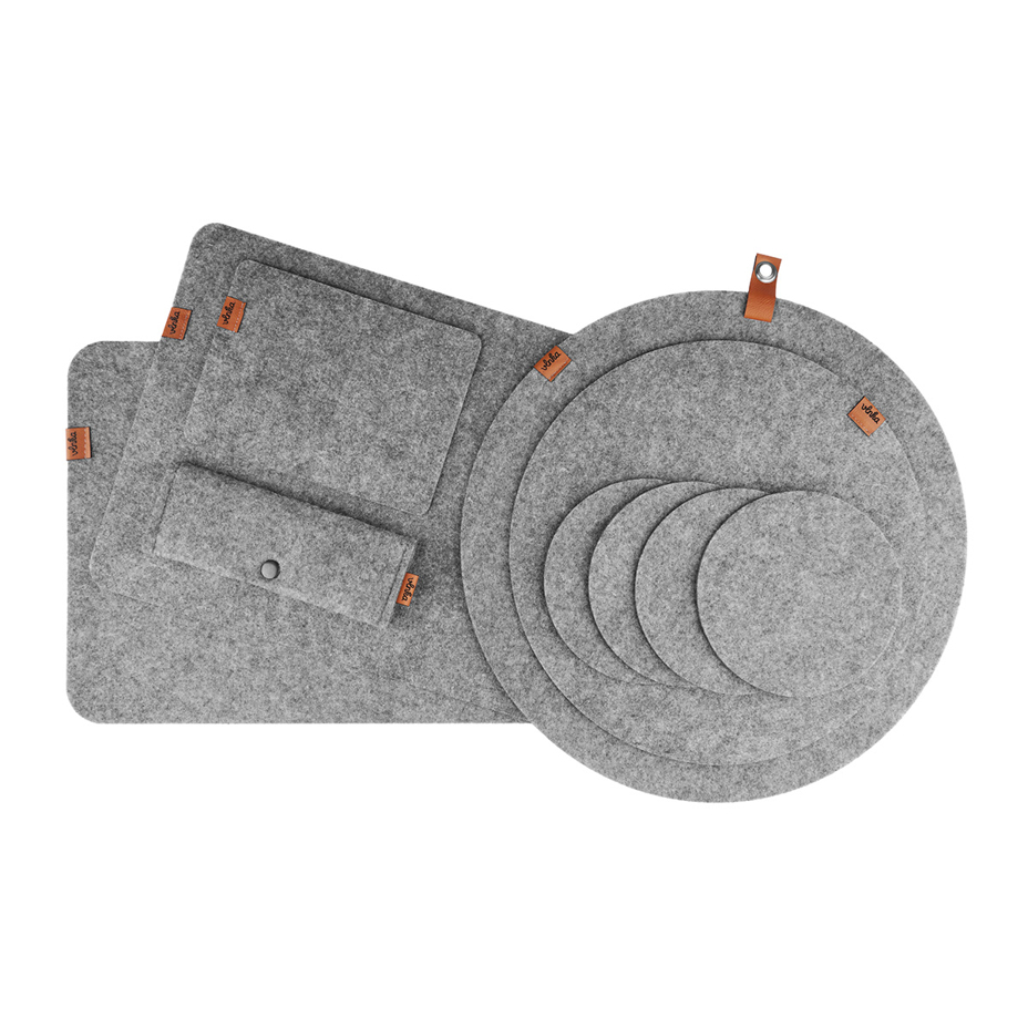Set of Felt Coasters Grey