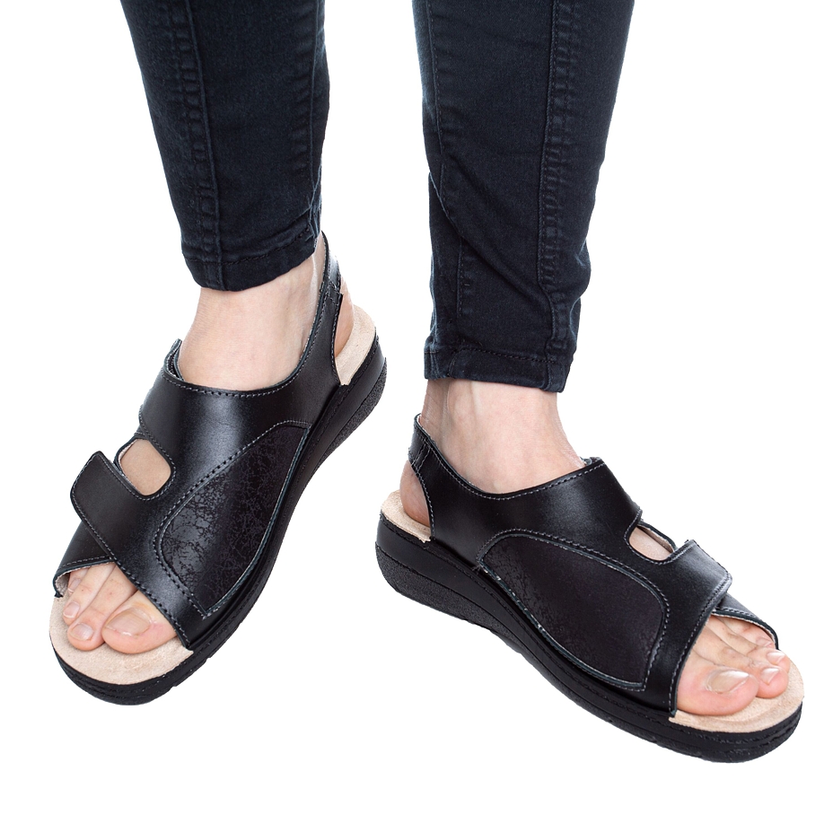 Women’s Sona Leather Sandals for Feet with Bunions Black