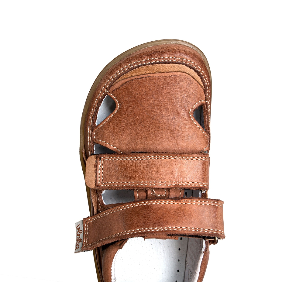 Kids’ Oly Barefoot Leather Trainers with Velcro Brown