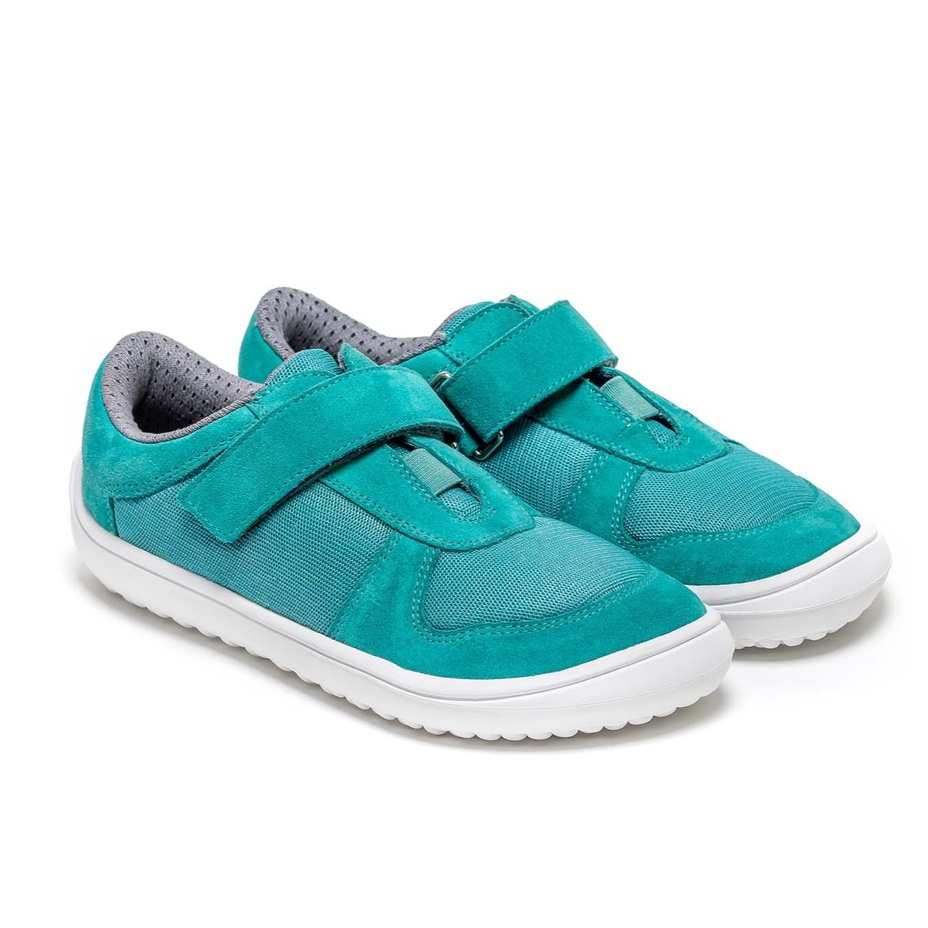 Kids’ Joy Leather Barefoot Trainers Turquoise