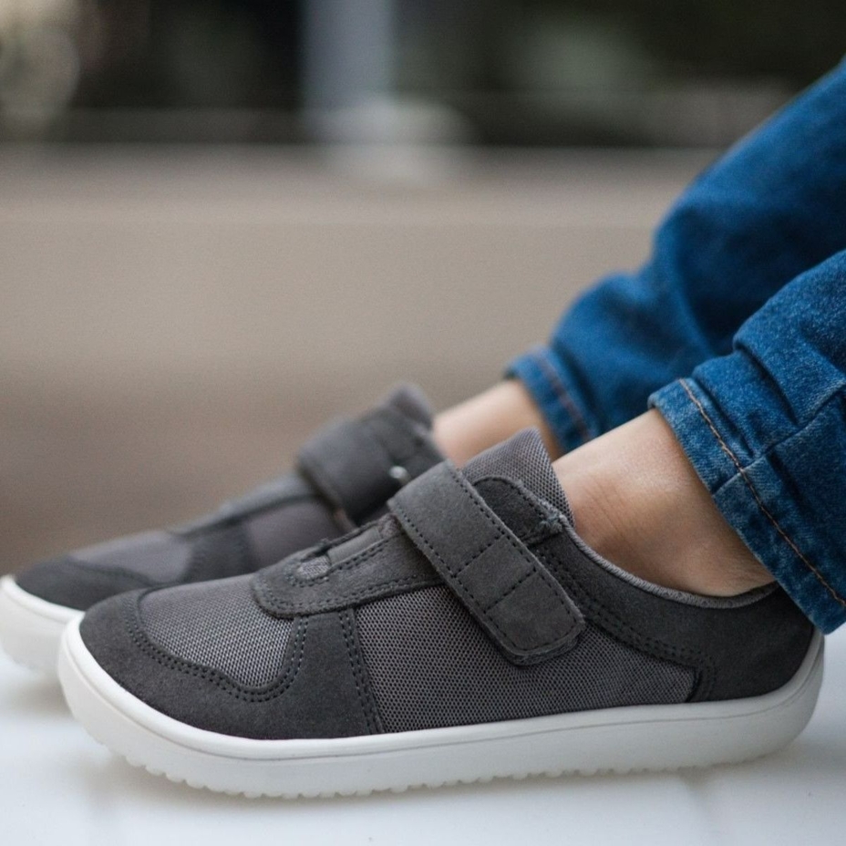 Kids’ Joy Leather Barefoot Trainers Grey