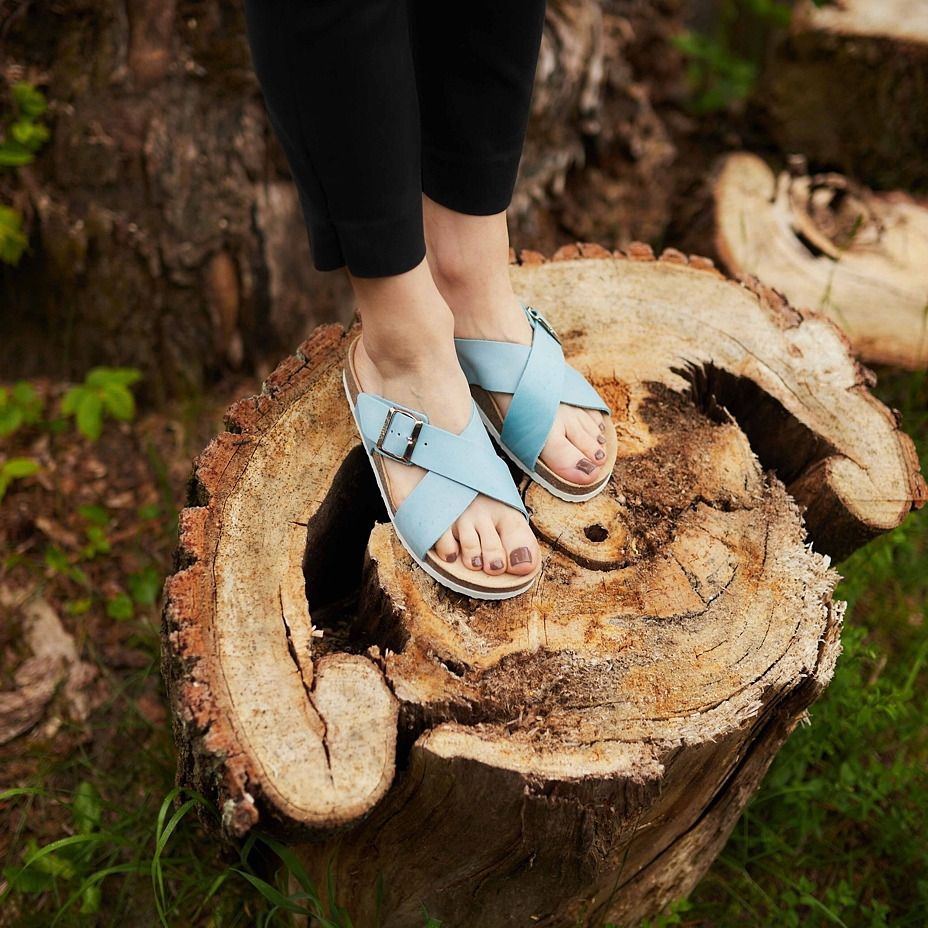Women's anatomical cork slip-ons Martina Blue