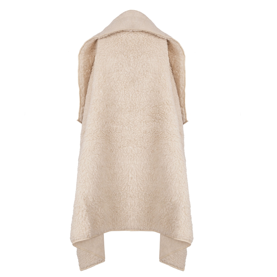 Sheep wool wrap vest Beige