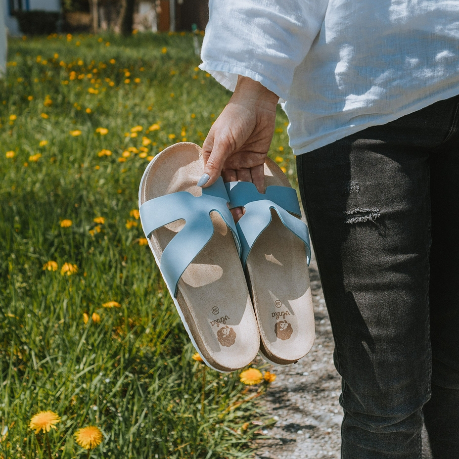 Women’s Zora Orthopaedic Cork Sliders Blue