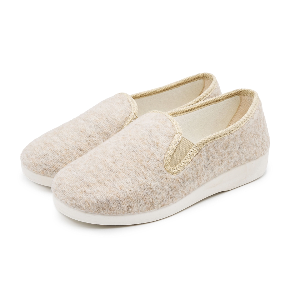 Wool Felt Slippers Beige