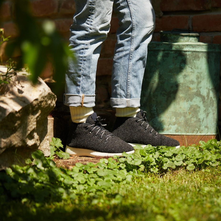 Woolee High-Top Wool Trainers with Lining Dark Grey