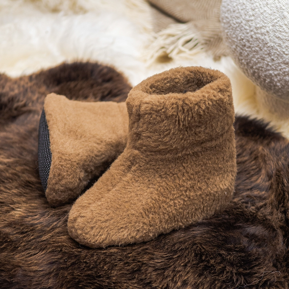 Wool TV Slipper Boots Brown