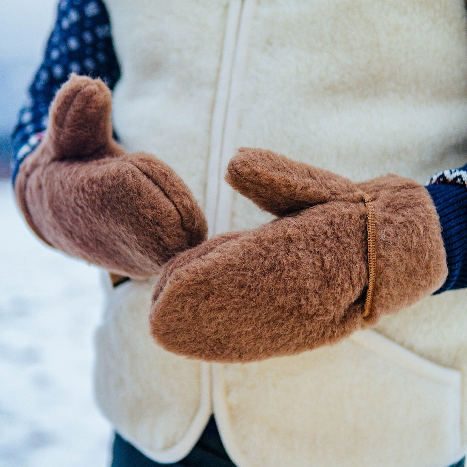 Wool Mittens Brown
