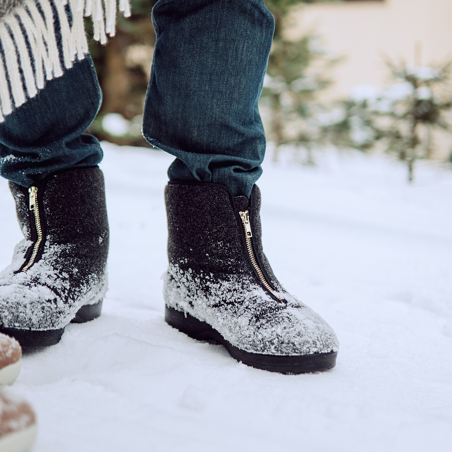 Men's Traditional Zip-up Wool Boots Black