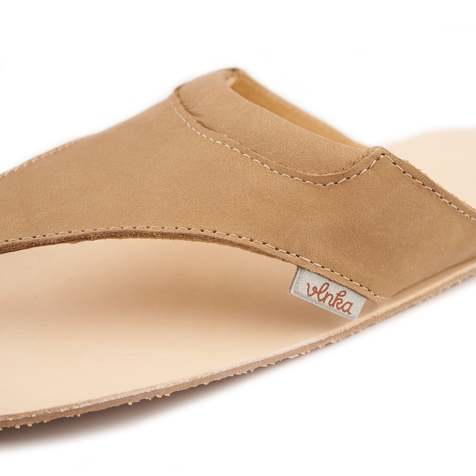 Women's barefoot leather slip-on shoes Elen light brown
