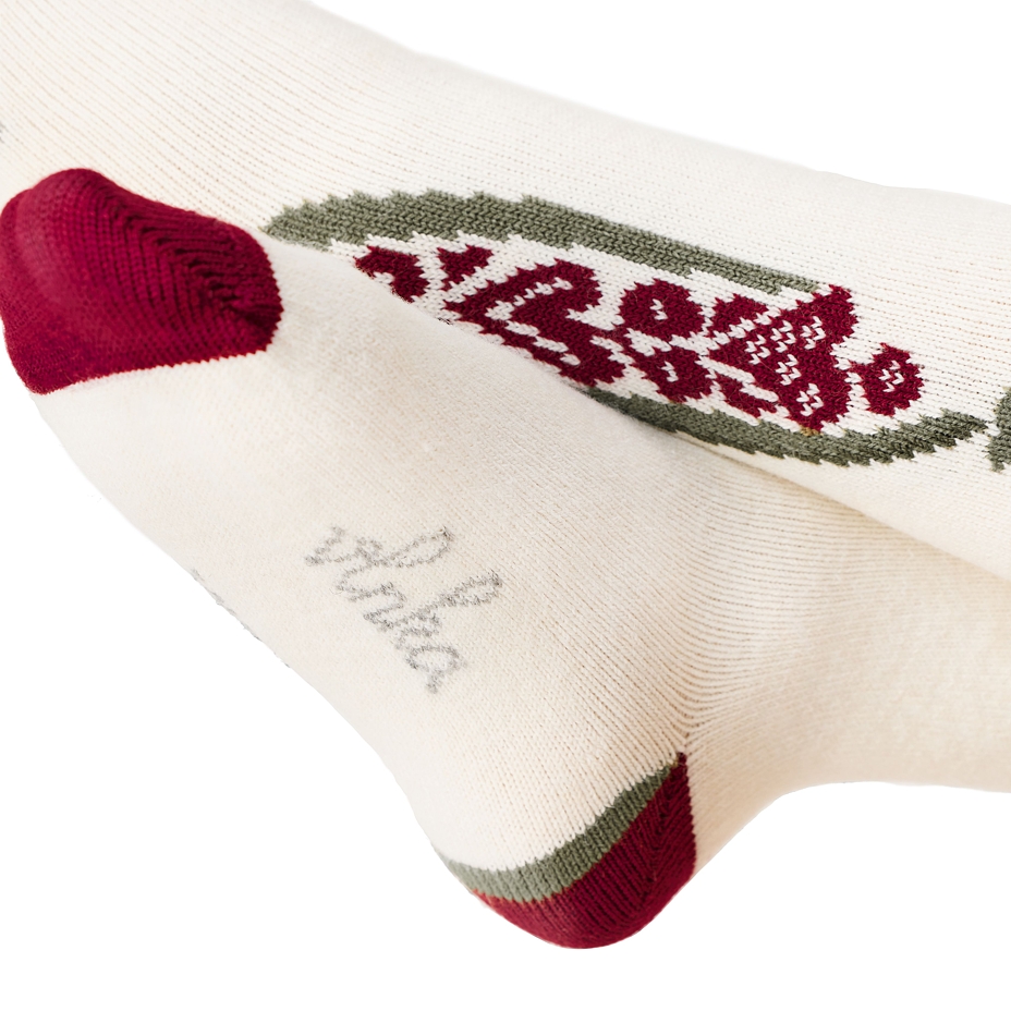 Sheep Merino knee socks  'Folklore' Red