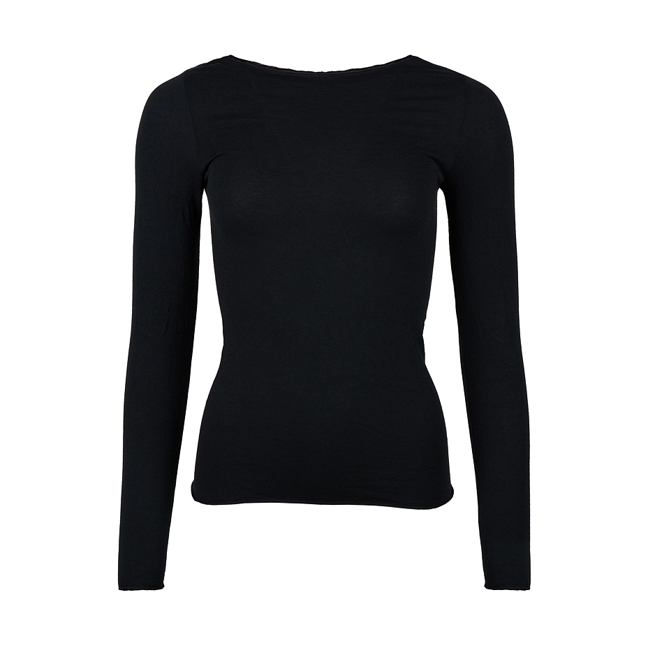 Women's Long Sleeve Modal T-Shirt with Cashmere Black