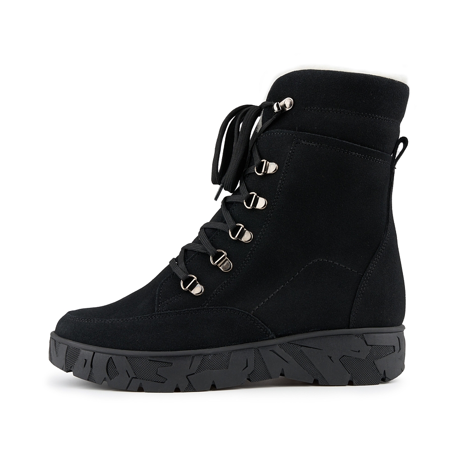 Women's Leather Winter Boots with Sheep Wool Magdalena Black