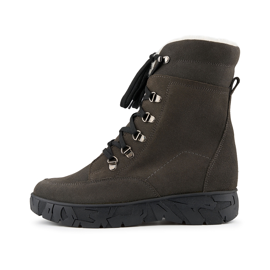 Women's Leather Winter Boots with Sheep Wool Magdalena Gray