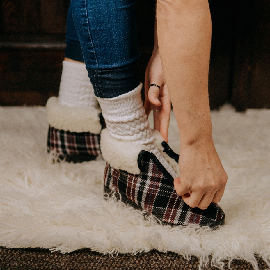 Women's Olga Zip-up Slipper Boots with Wool Lining Plaid