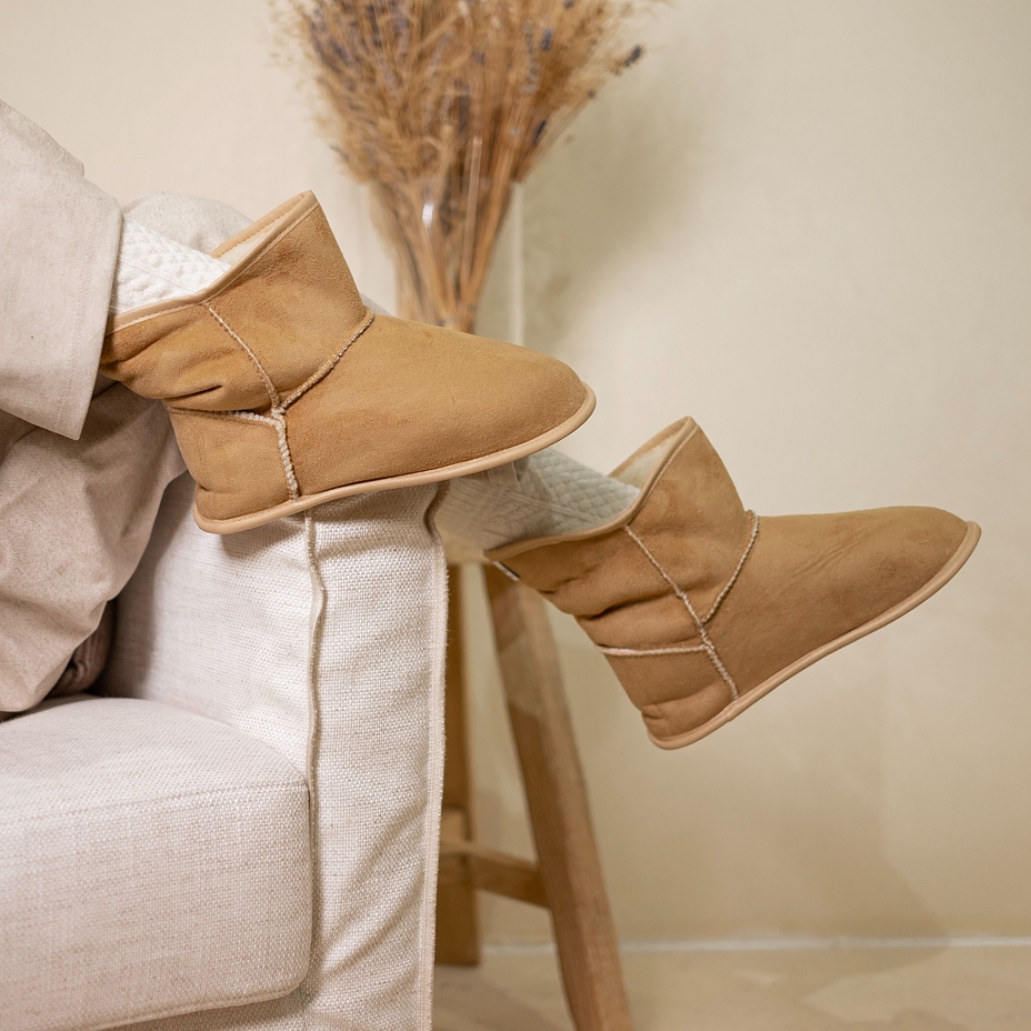 Slipper Boots with Wool Lining Brown