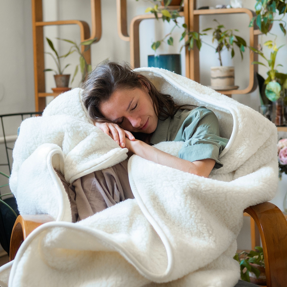 Double-Layer Wool Blanket Natural