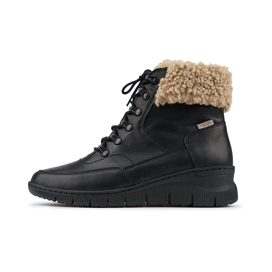 Women's Leather Shoes with Sheep Wool Eliska Black