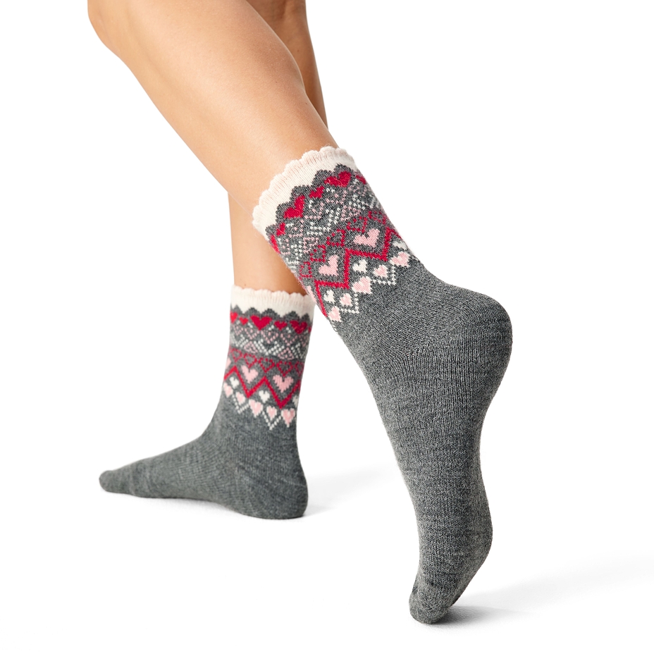 3 pairs of socks with sheep wool Merino heart
