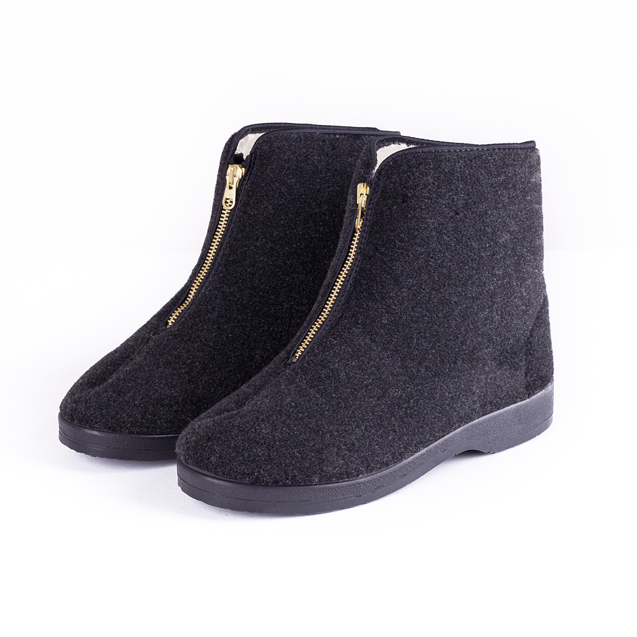 Men's Traditional Zip-up Wool Boots Black