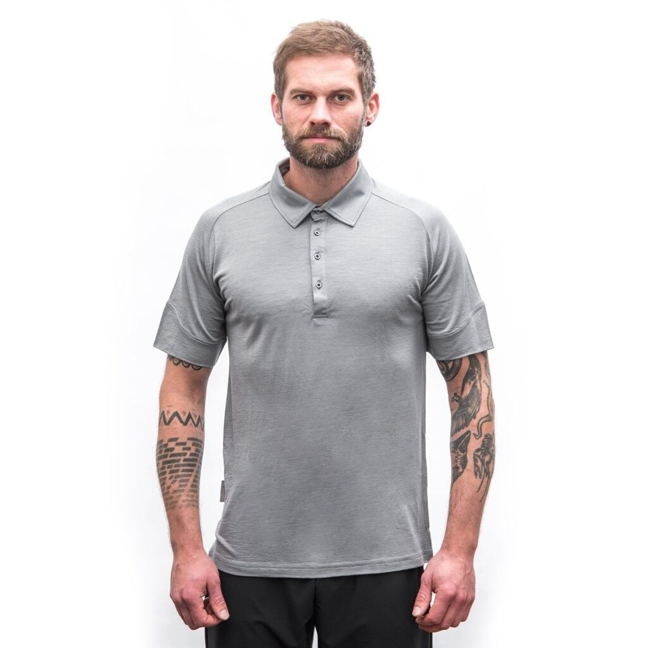 Men's T-shirt with collar Sensor Merino Active POLO gray