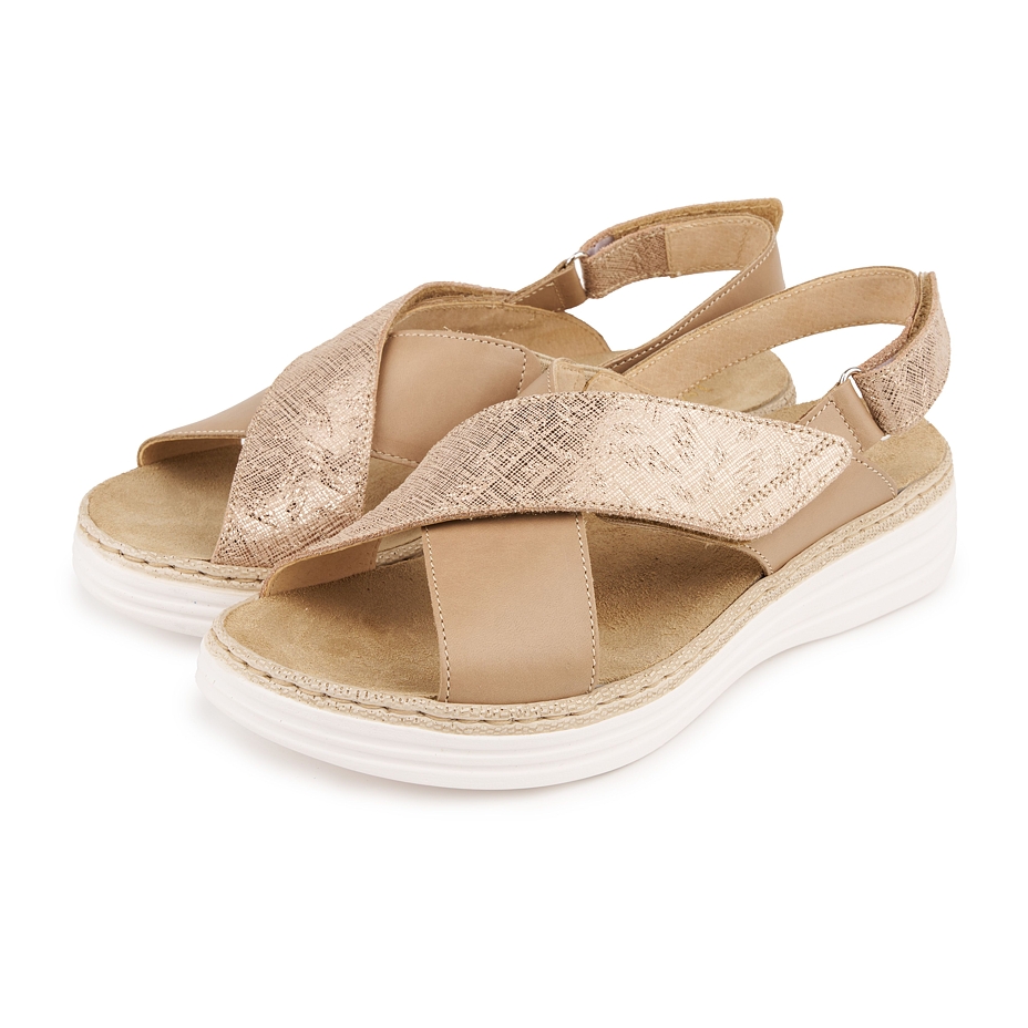 Women's leather sandals Danka gold