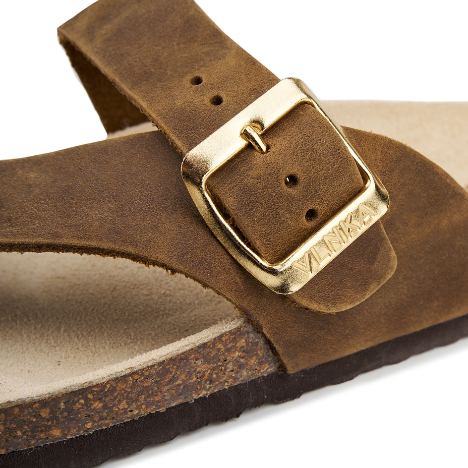 Women's cork anatomical slip-on shoes Vanda brown