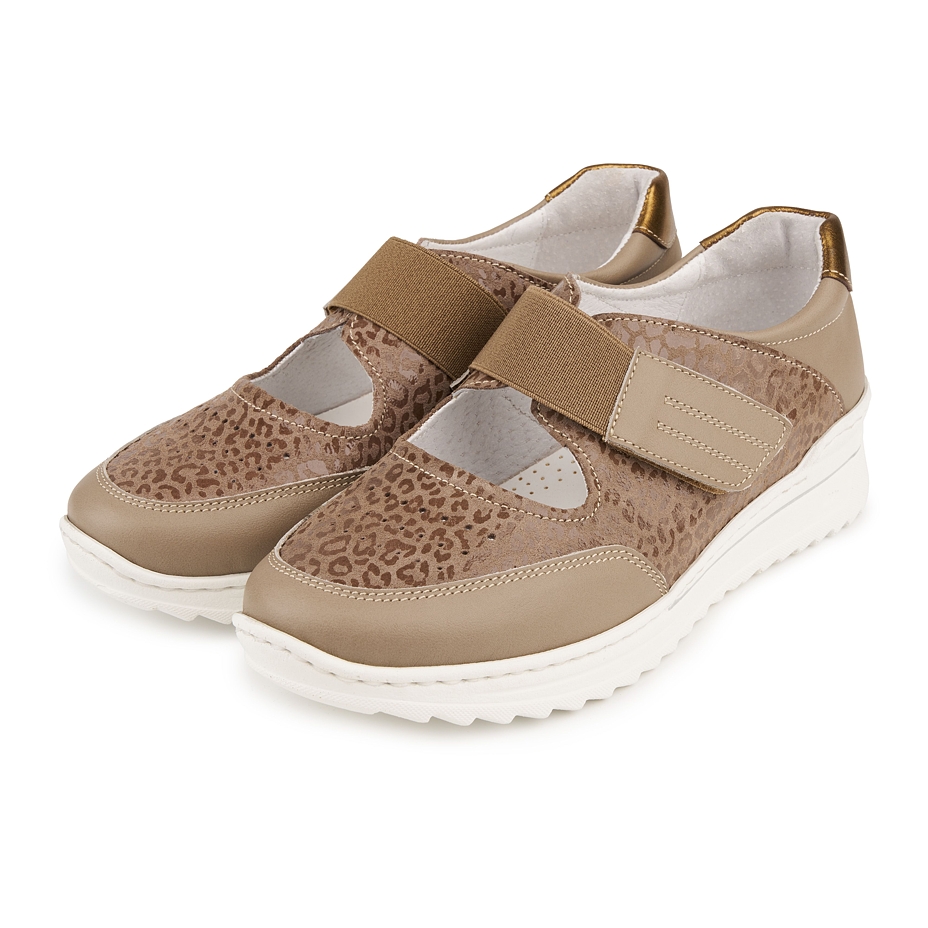 Women's leather Velcro sneakers Valerie brown