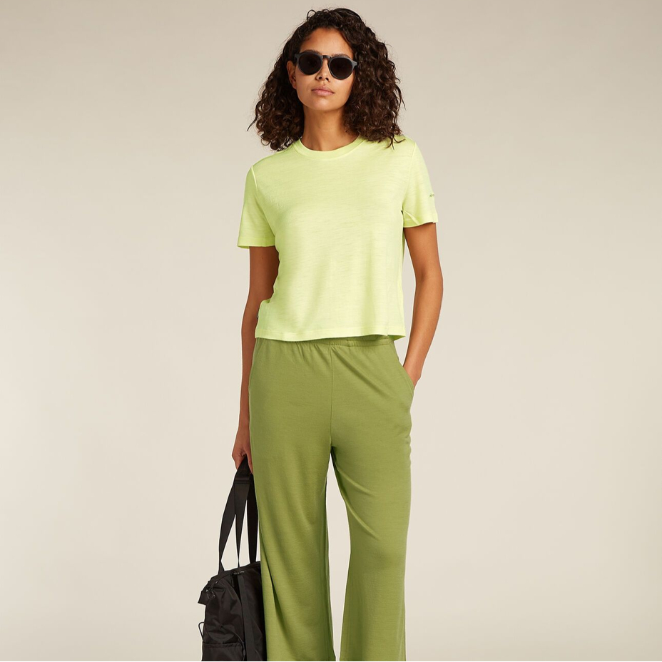 Women's T-shirt Merino Blend 150 Tech Lite SS Crop Tee Icebreaker Citrine