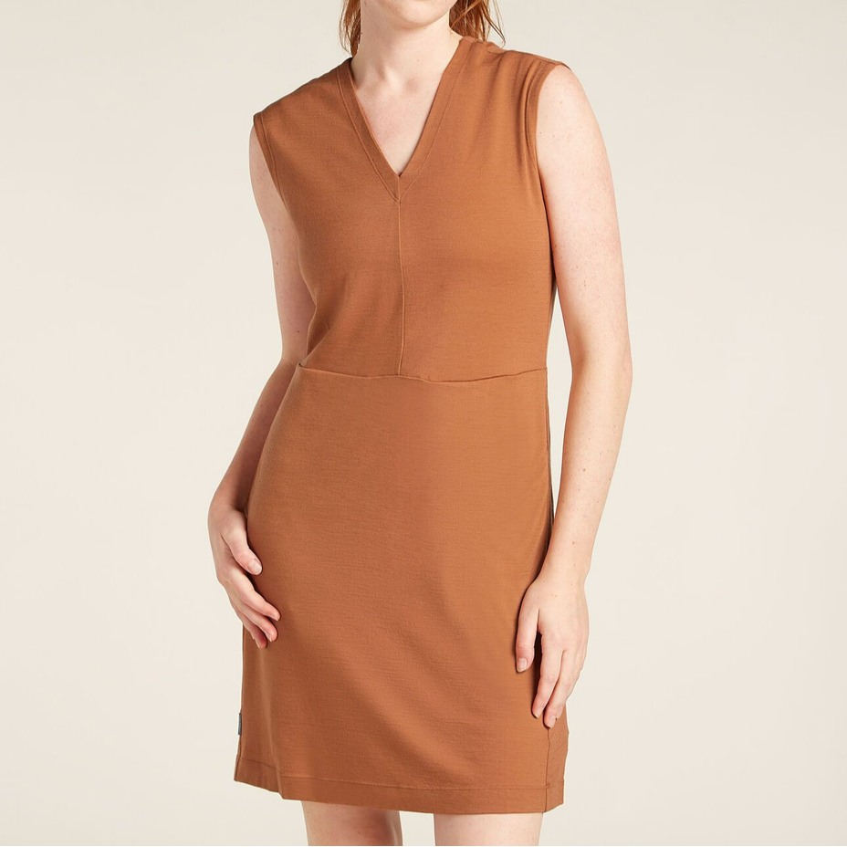 Women's dress Women Merino 200 Granary Sleeveless V Neck Dress Icebreaker Dusty Clay