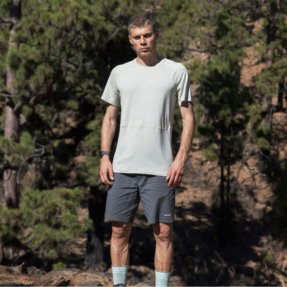 Men's T-shirt Merino 200 Waffle Elevation SS Tee Icebreaker Aschen