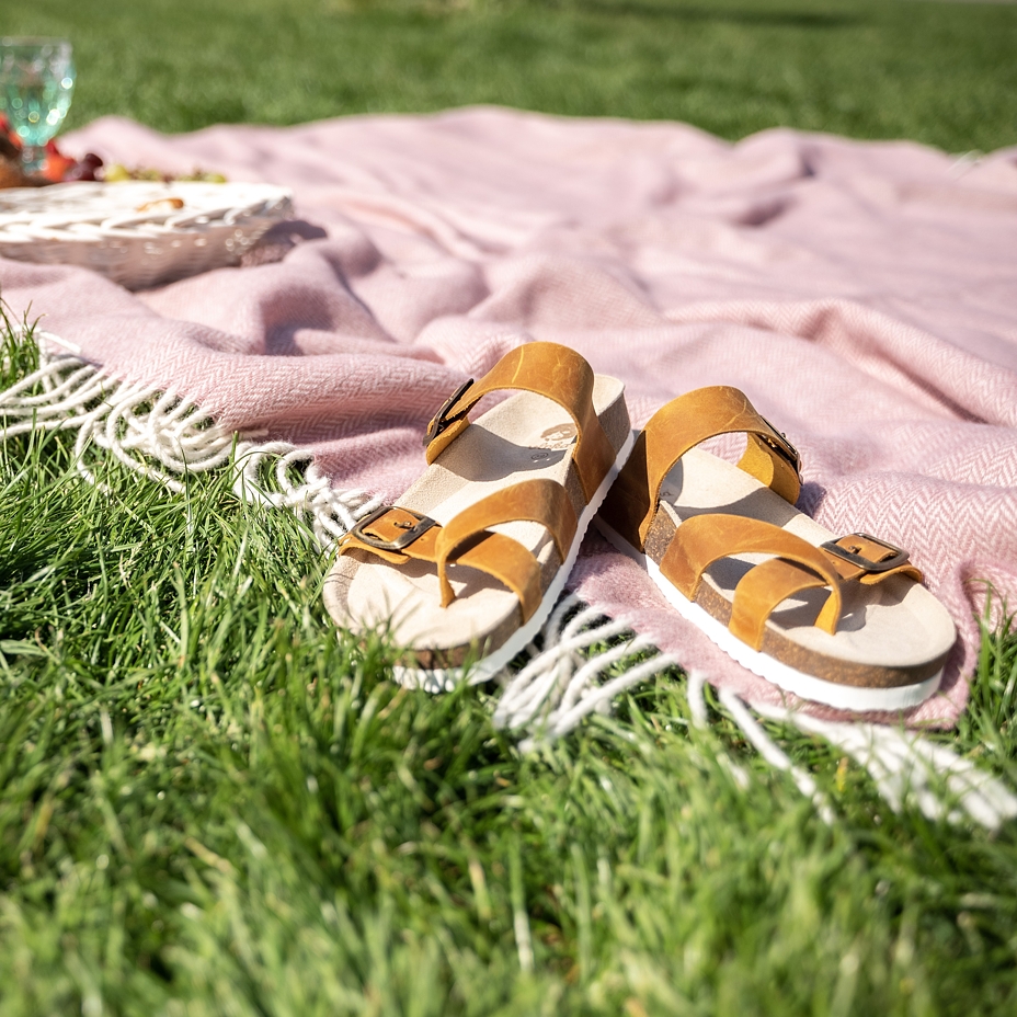 Women's cork anatomical slip-on shoes Vanda beige