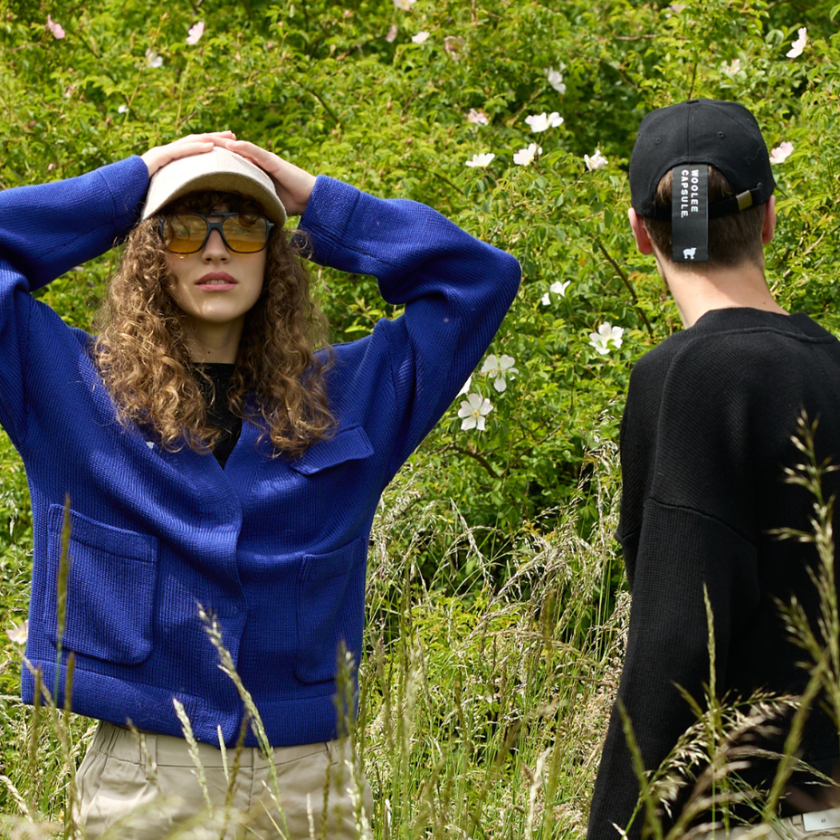 Merino Woolee Capsule wool cap beige/blue