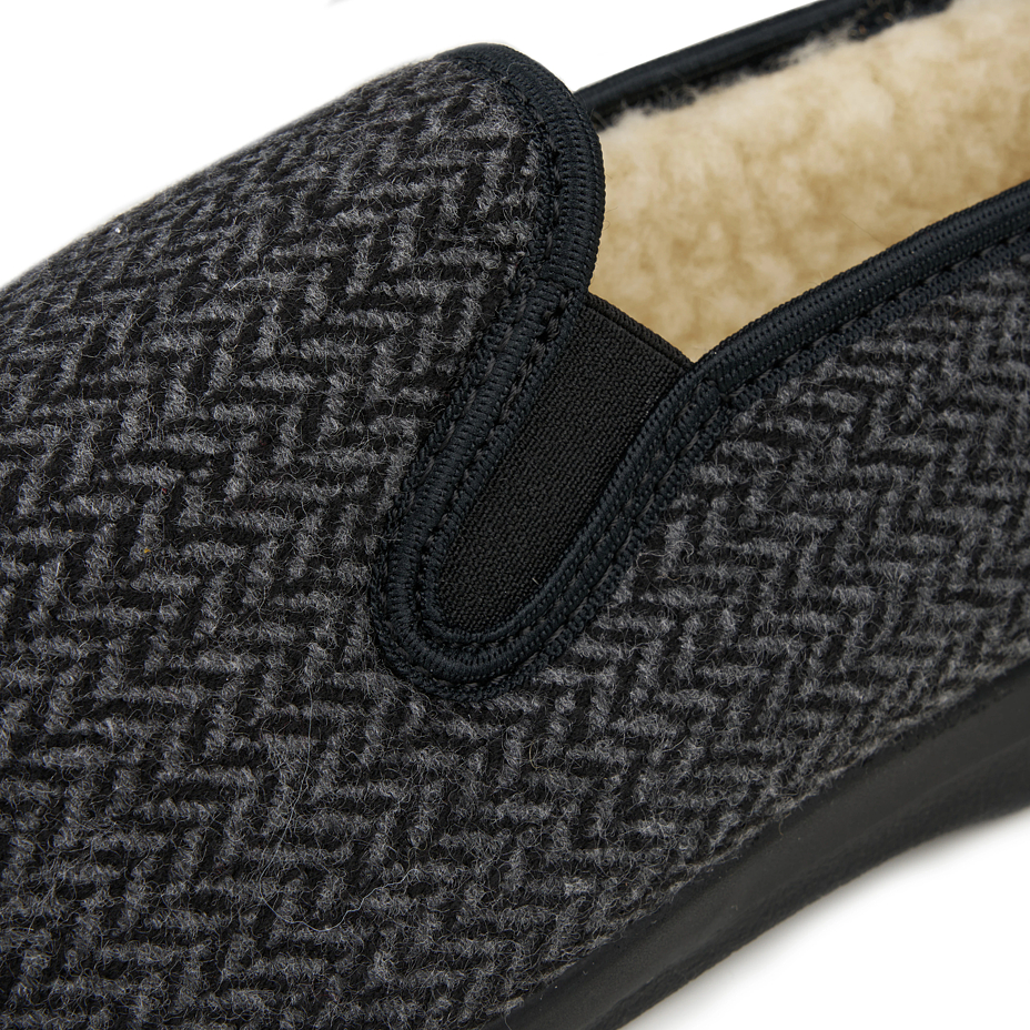 Men's non-slip slippers with Merino sheep wool gray
